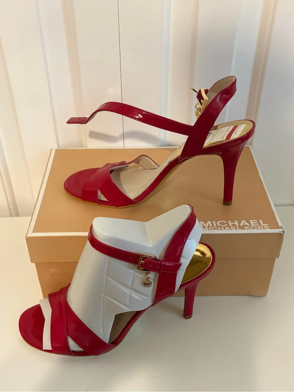 MICHAEL KORS Red Patent Slingback Heels, Size 10, NWT